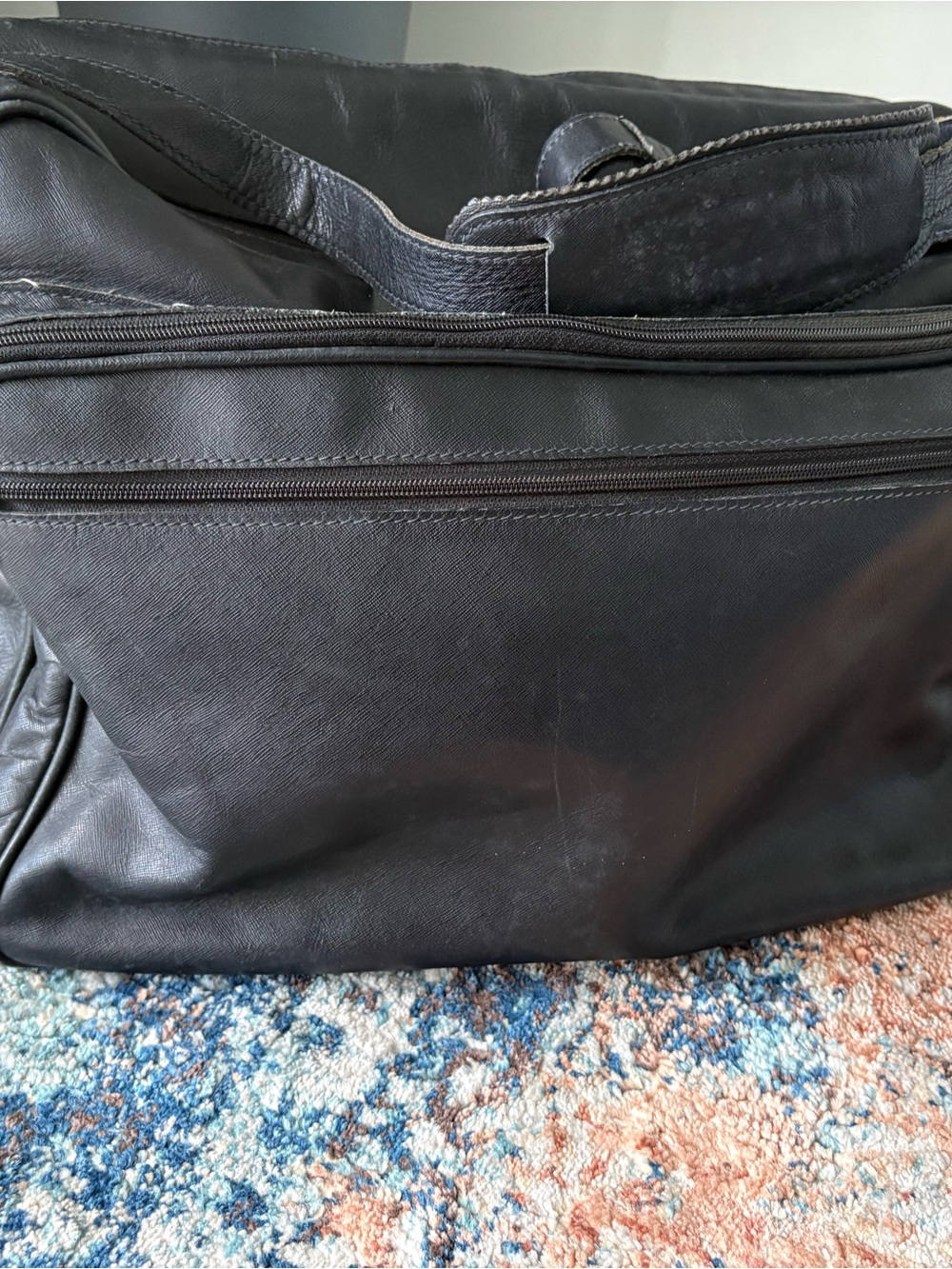 Vintage LOEWE Madrid Black Leather Travel Shoulder Bag Anagram Lining